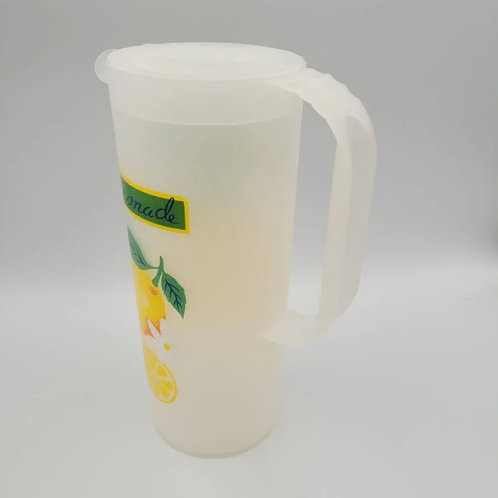 Vintage 70s Lemonade Pitcher Frosted Plastic 64oz Retro Picnic Grandmacore MCM